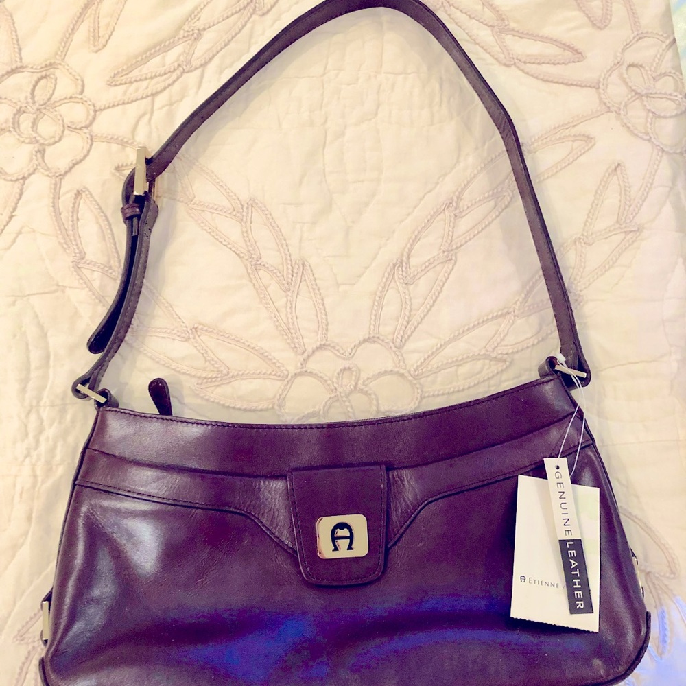 NWT Etienne Aigner leather hand bag in signature maroon color